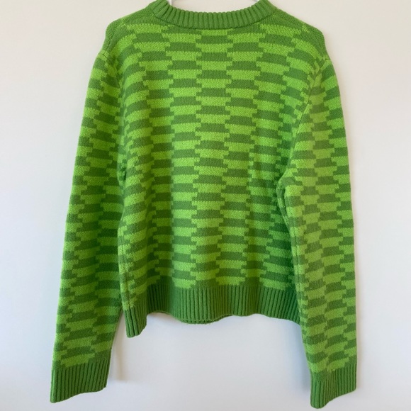 Lisa Says Gah Stripped Green Fun Scoop Neck Sweater Size M - Picture 5 of 7